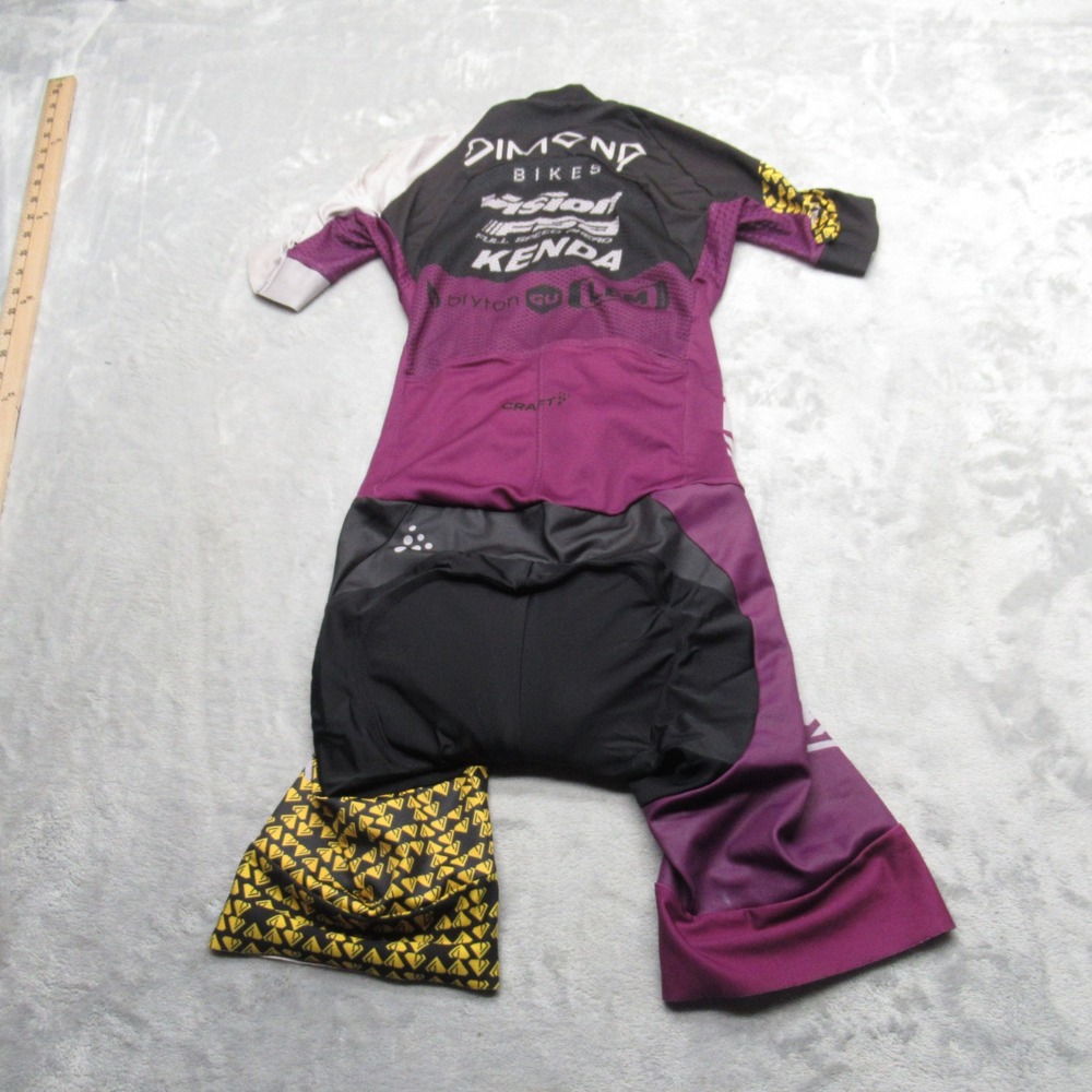 Craft Cycling Triathlon Suit Jersey Womens Small Purple Diamond Padded Full Zip - Picture 3 of 15